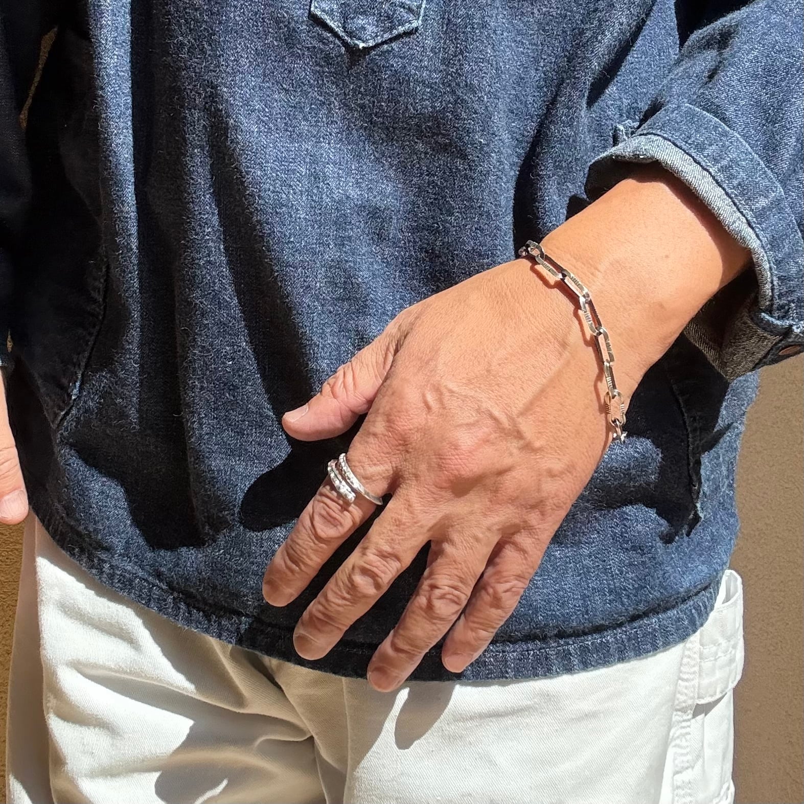 Navajo Chain Bracelet （Triangle Wire Sawed） Size L-XL ナバホ