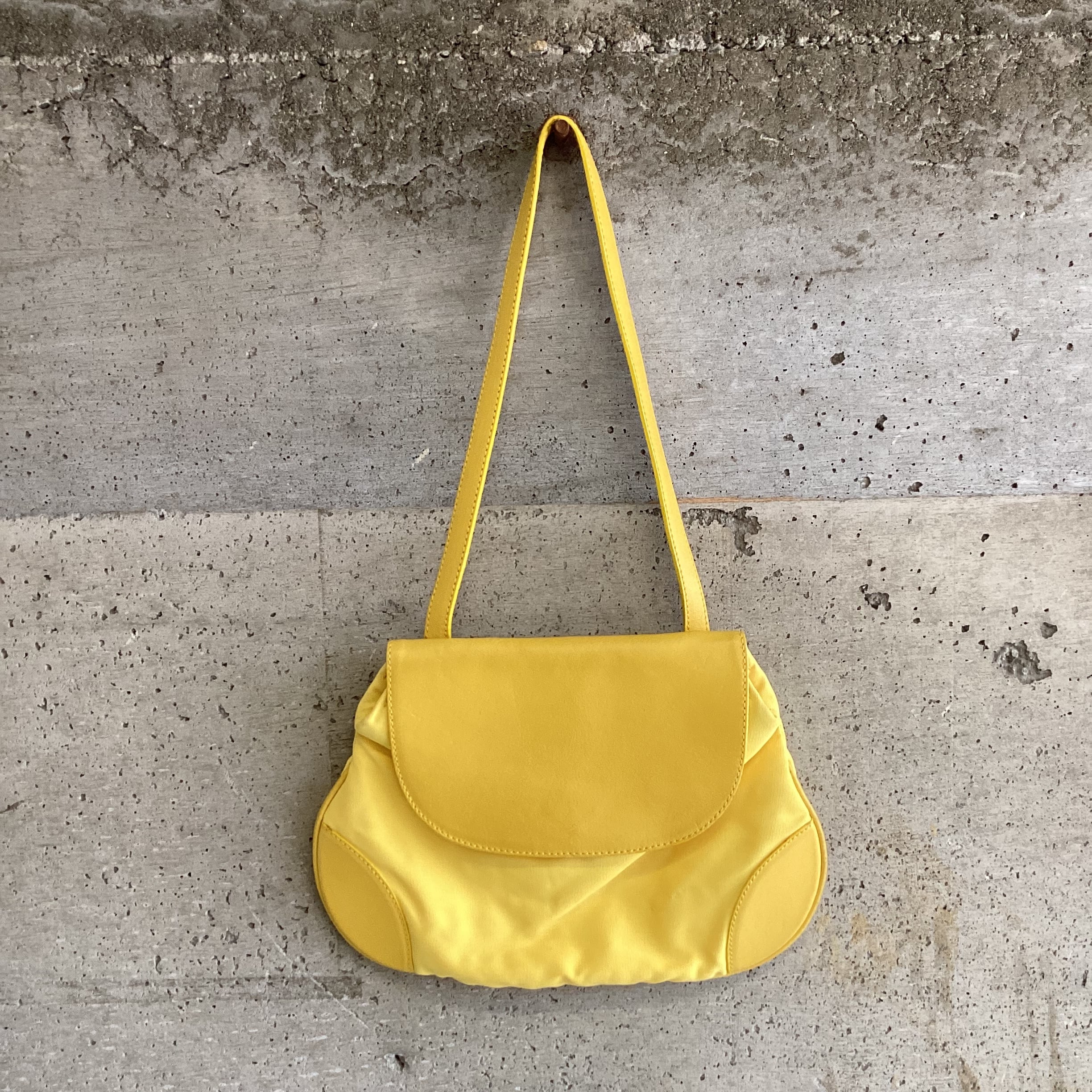 leather x cotton yellow shoulder bag