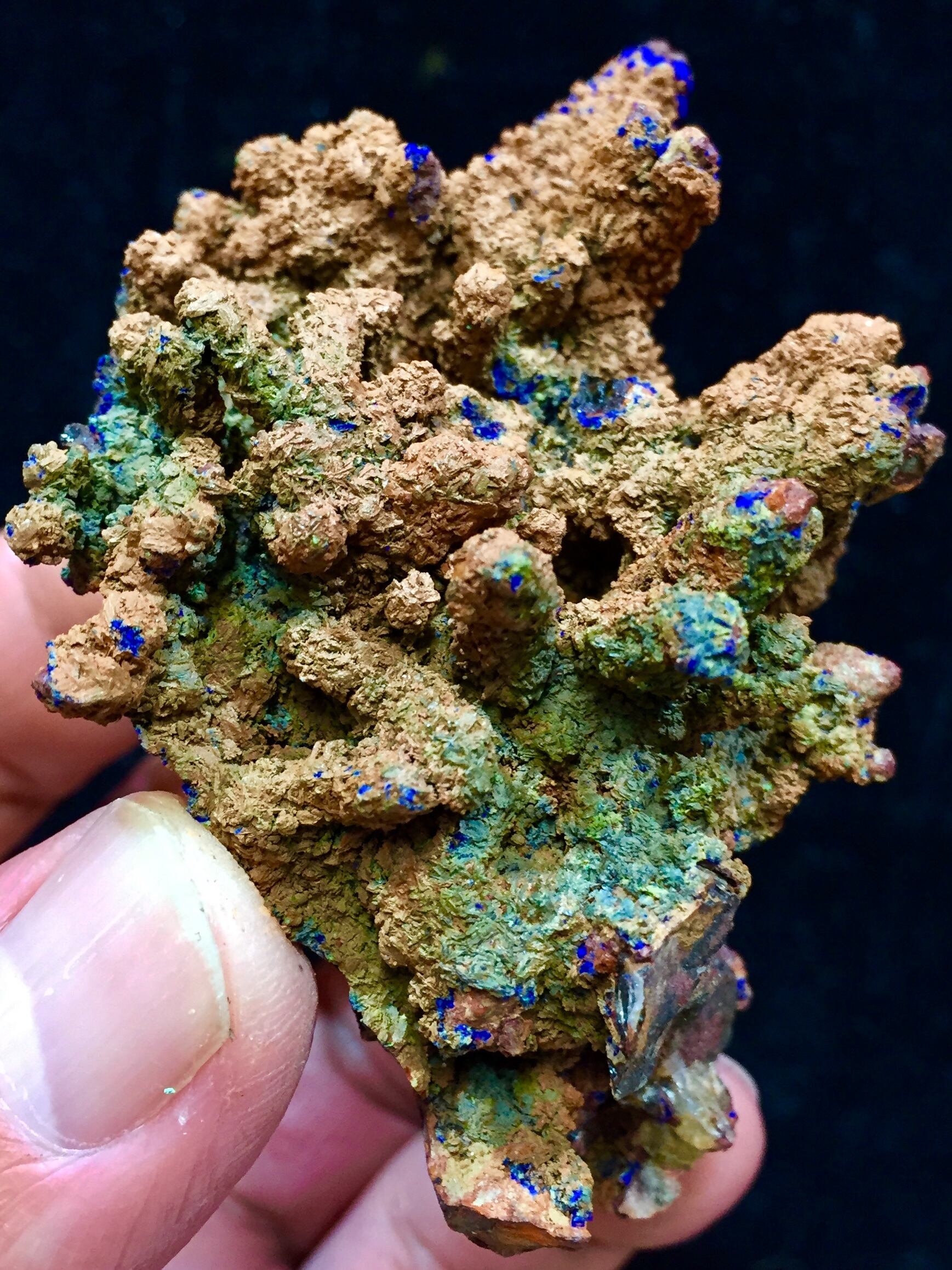 082スペイン アストゥリアス ブルーフローライト カルサイト共生 フローライト共生水晶カルサイト 原石[T768-214]