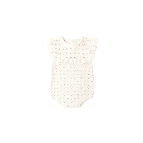 Quincy Mae(クインシーメイ) / 26ss POINTELLE RELAXED BUBBLE ROMPER / NATURAL / 6-12M・12-18M
