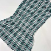 Jack Bunny!! ジャックバニー チェック 鹿の子 BD ボタンダウン 半袖 ポロワンピース シャツ 2/グリーン系 レディース