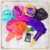 ベリーダンス 小物 まとめ売り 全10点 セット ファンベール ベール アクセサリー ネックレス 青 紫 緑 ピアス レッスン 練習 鮮やか グラデーション 小道具 民族舞踏 ブルー系 ピンク系 オレンジ系 グリーン系 パープル系 シルバー系