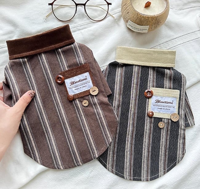 〖予約〗1103259 ボーダーボタンアクセントシャツ(XS~XL)