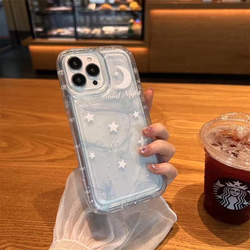 iPhone14 Pro Max/13/12ケース 星柄 可愛い 月柄 クリア保護