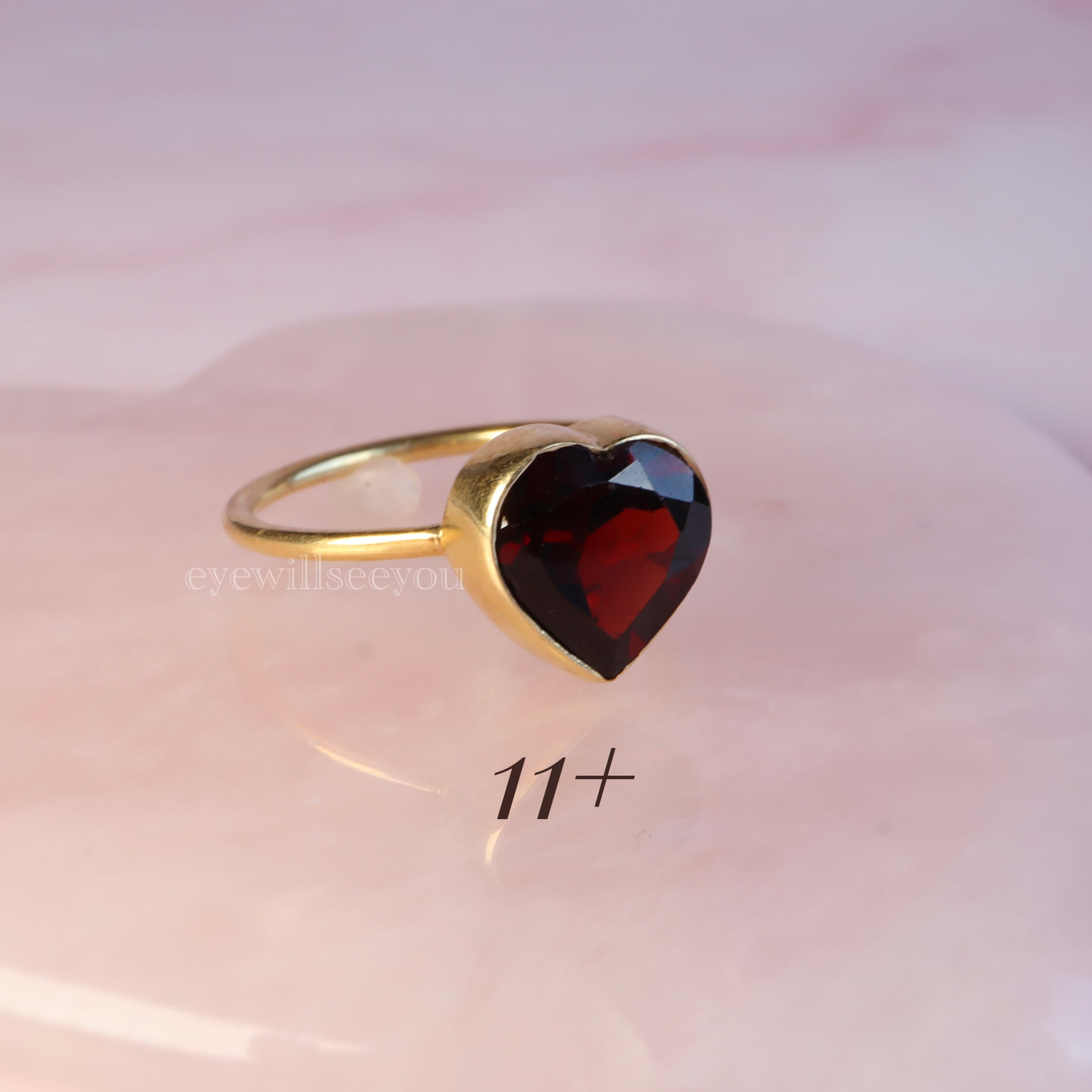 （11号強）Garnet Heart Ring ガーネットハートリング