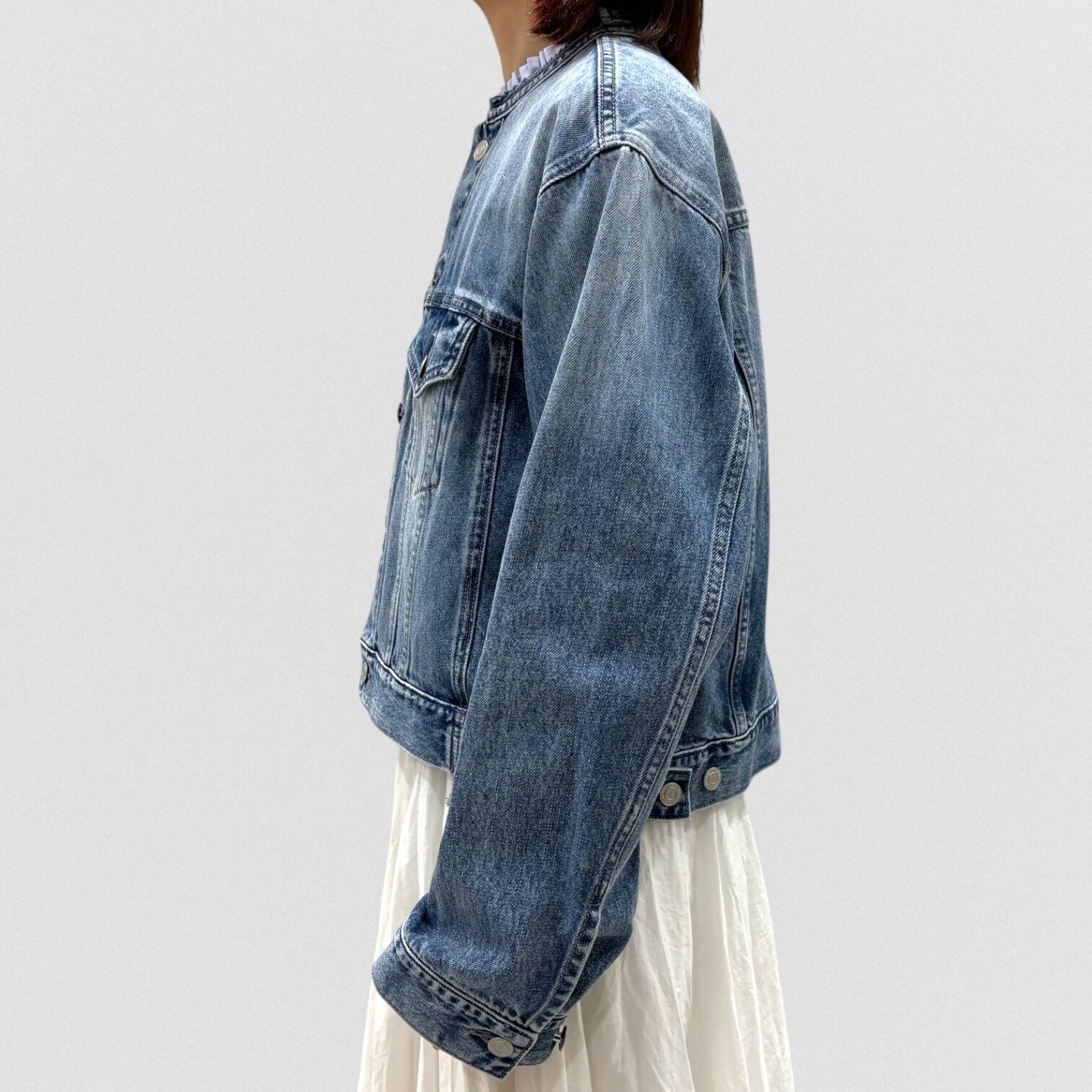 cafune no collar denim jacket | CoCo Cuore