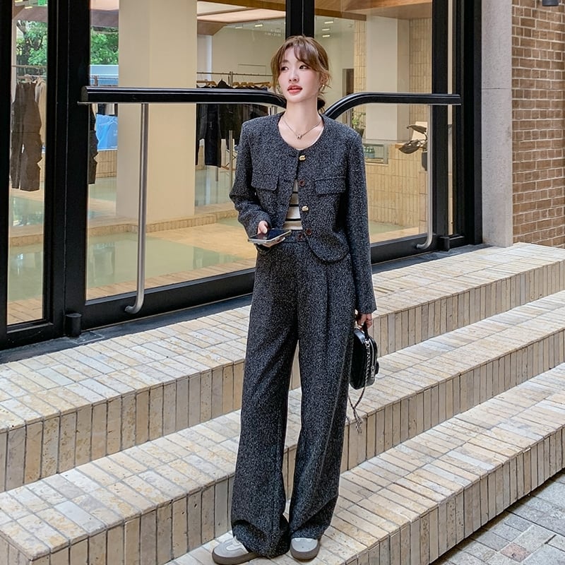 パンツスーツ セットアップ レディース ワイドパンツ ジャケット 2点