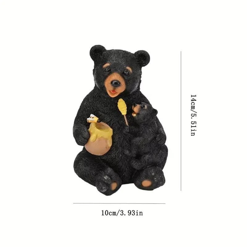 クマの親子 ソーラーライト 置物 ガーデンオーナメント レジン製 LED