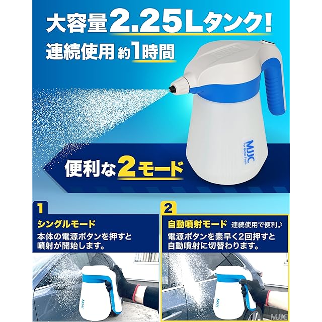 MJJC フォームマスター] 電動フォームガン 充電式 洗車用品 コードレス