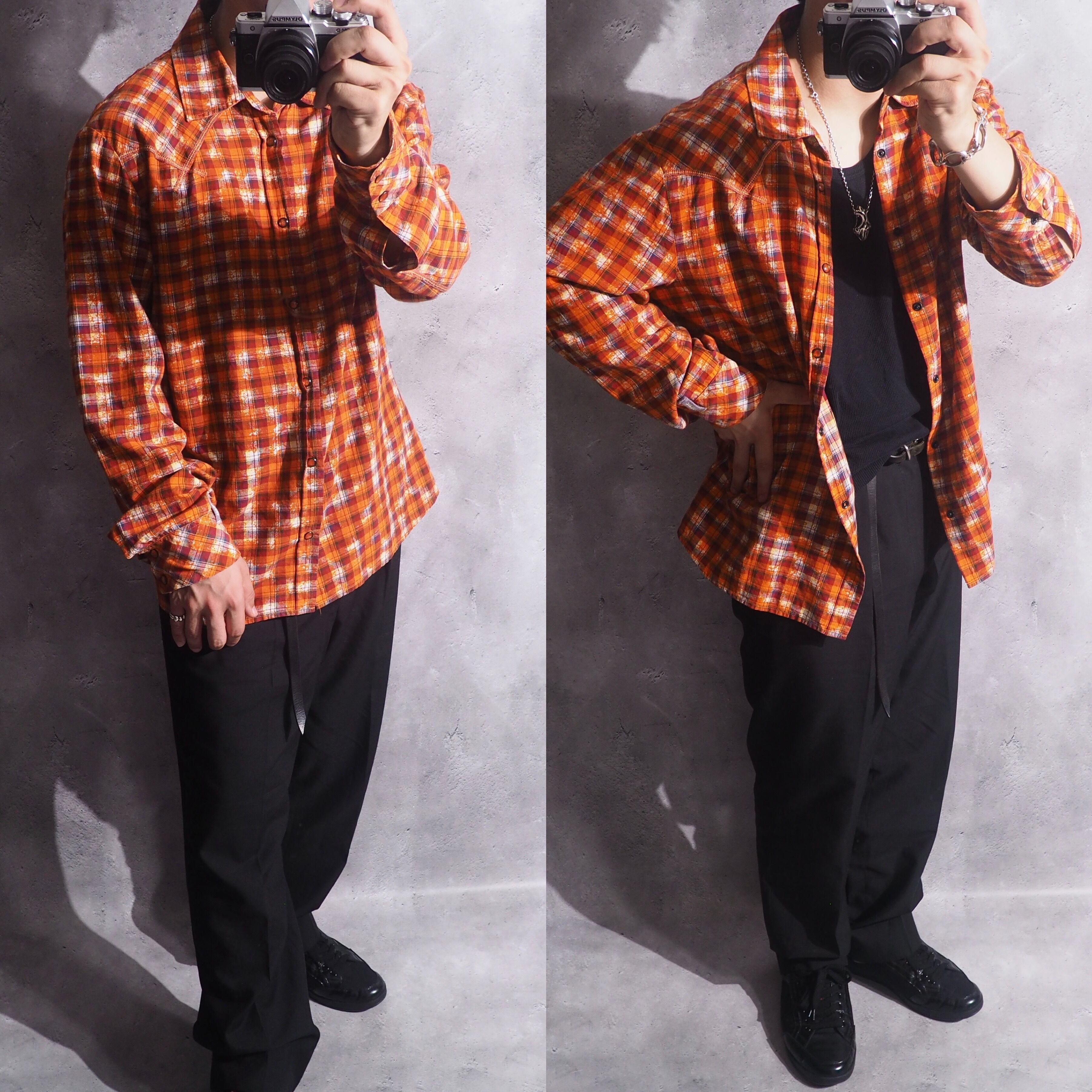 " DIESEL " ” 染色 ” Over silhouette Western shirt