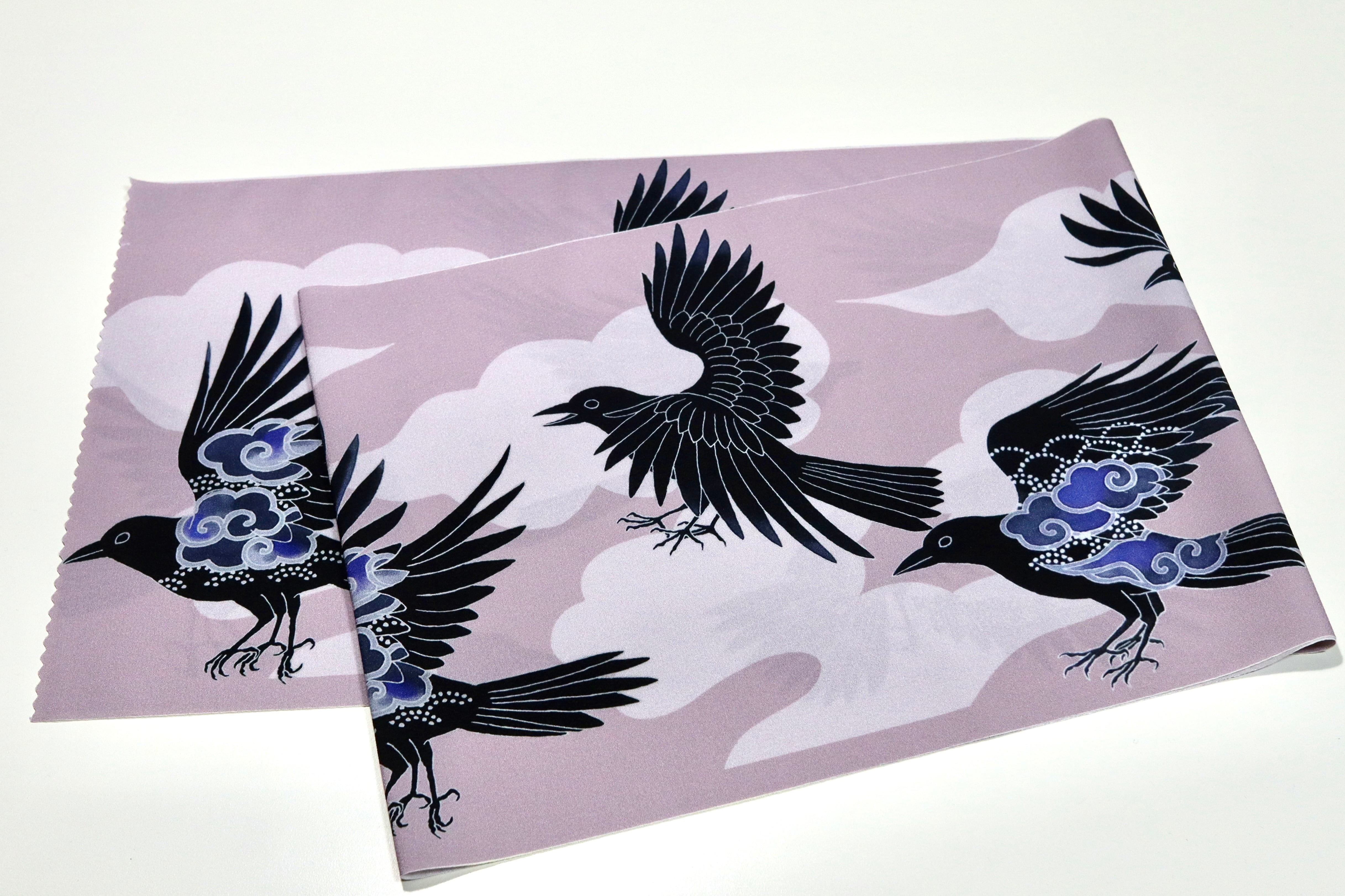 八咫烏♡ some-pri 帯揚ストール「雲八咫烏」モーブ | 染工房ユキヤオンライン