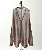 many men many mind loose silhouette mesh knitted cardigan (BEG) M2311050
