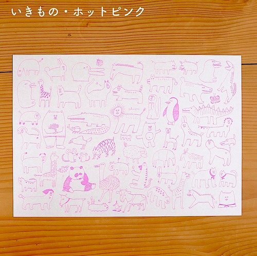 【CHIQON】つつみ紙 B4サイズ「いきもの（ホットピンク）」