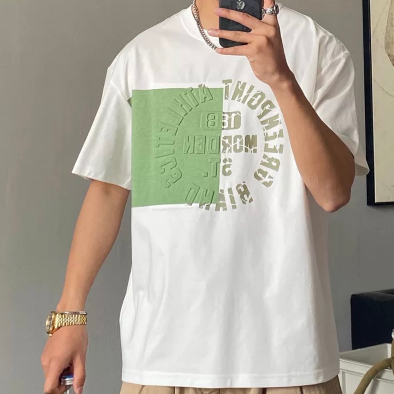 切り替えデザイン ワンポイントロゴ クルーネックTシャツ 00246