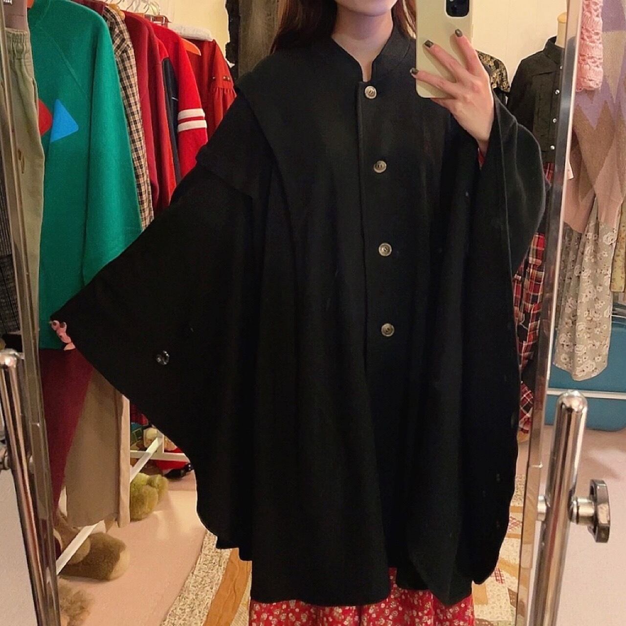 black circle poncho coat