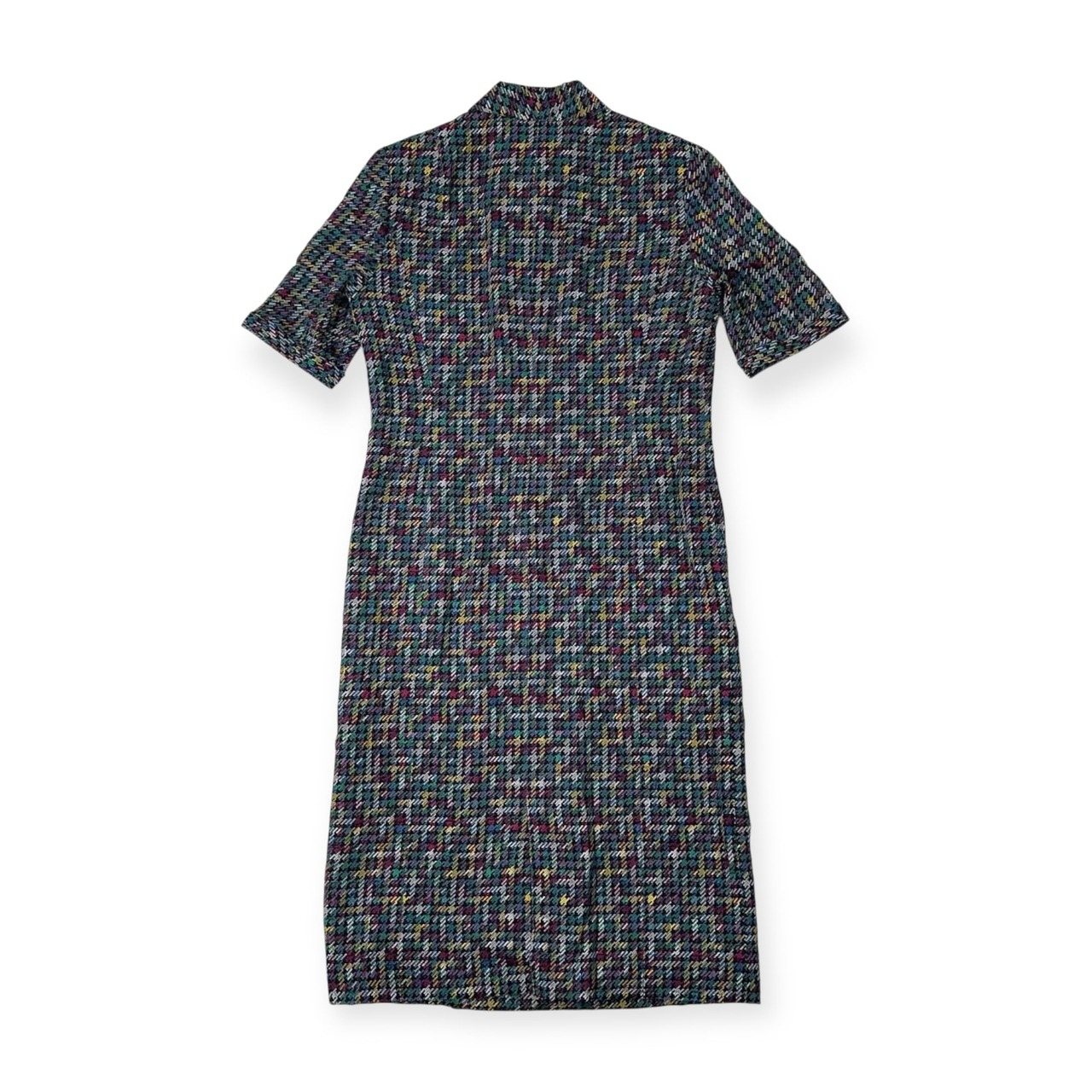 Leilian レリアン 千鳥格子風 マルチ チェック 半袖 ロング ワンピース サイズ 9 /レディース