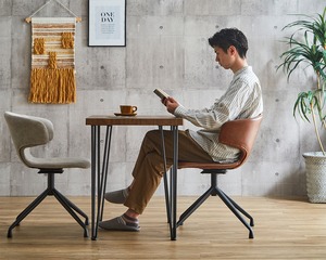 ヴィンテージレザー調 ダイニングラウンドチェア