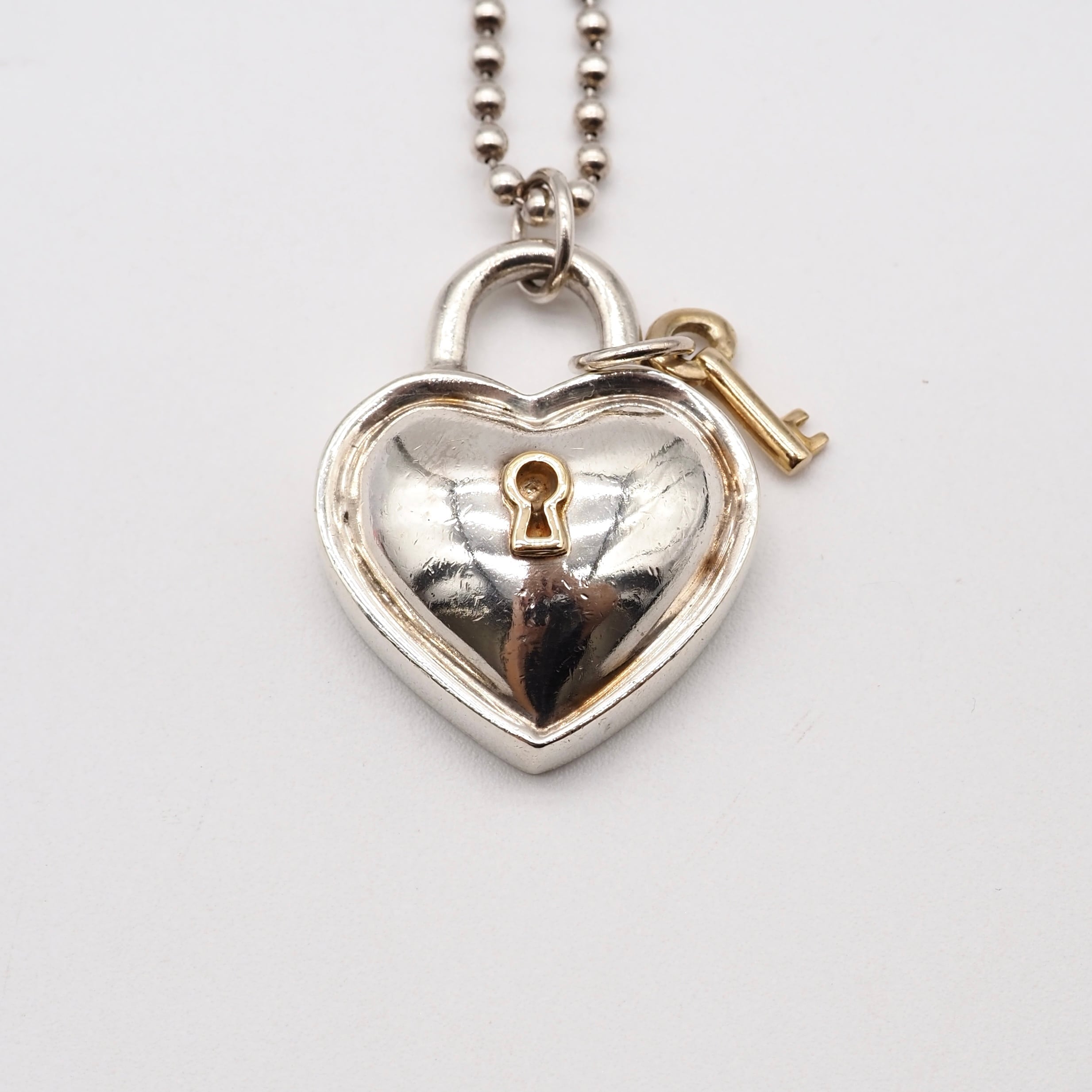 Tiffany&Co. ハートロック ネックレス シルバー925 K18 ティファニー