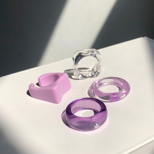 4pcs Acrylic ring Korea 指輪
