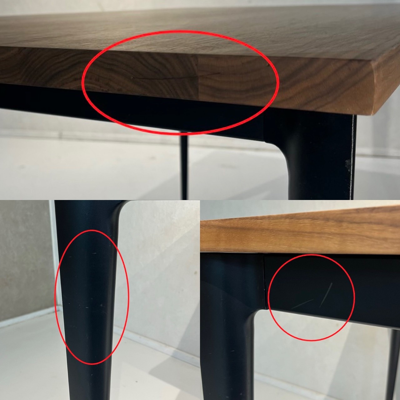 研磨メンテナンス品 MASTERWAL マスターウォール BoConcept ボーコンセプト ダイニングテーブル 無垢材 ウォールナット テーブル 食卓 アイアン脚 モダン ホテルライク ミッドセンチュリー