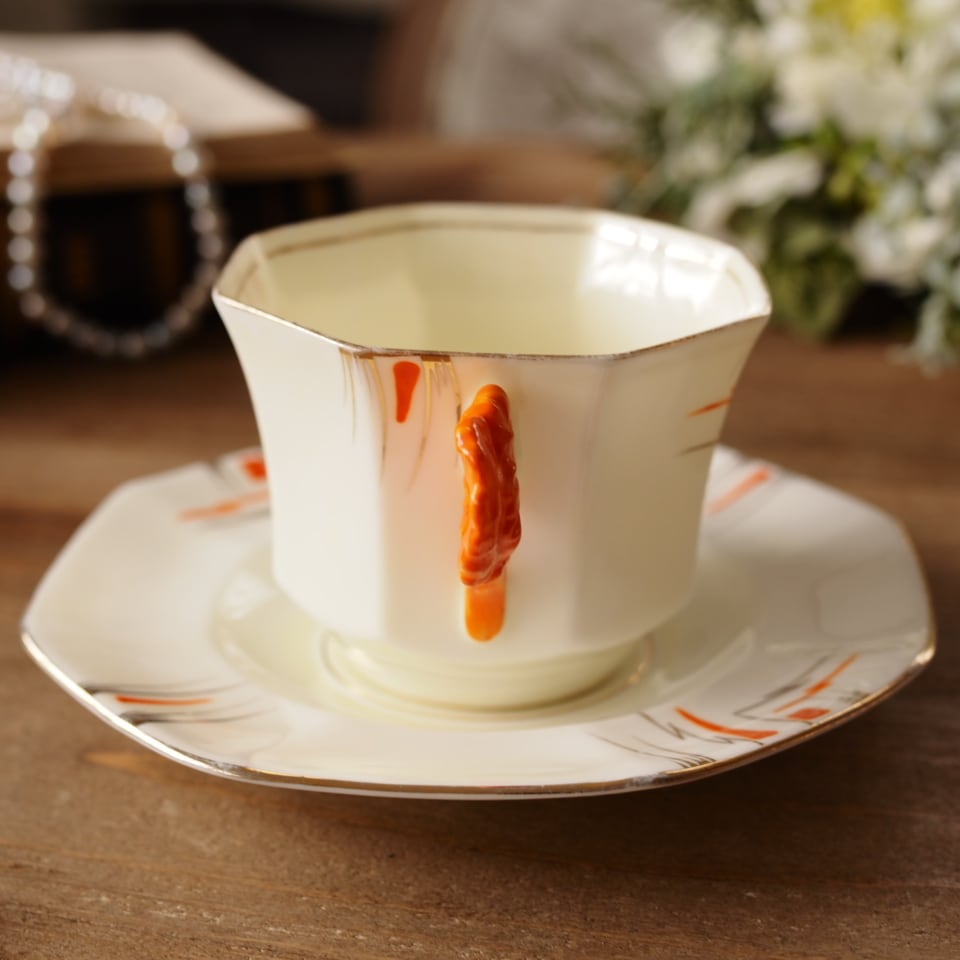 英国サミュエルラドフォード アールデコ＆フラワーハンドル カップ