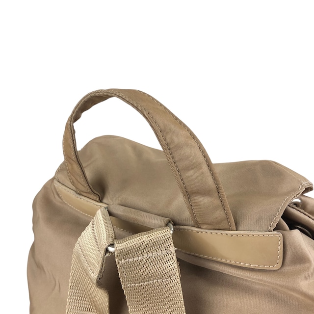 PRADA プラダ バックパック ベージュ トライアングルロゴ ナイロン ダブルポケット vintage ヴィンテージ オールド nhc32x