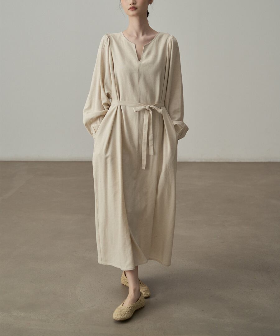 リラックスフィット◆コットン&リネンワンピース【w-30511】