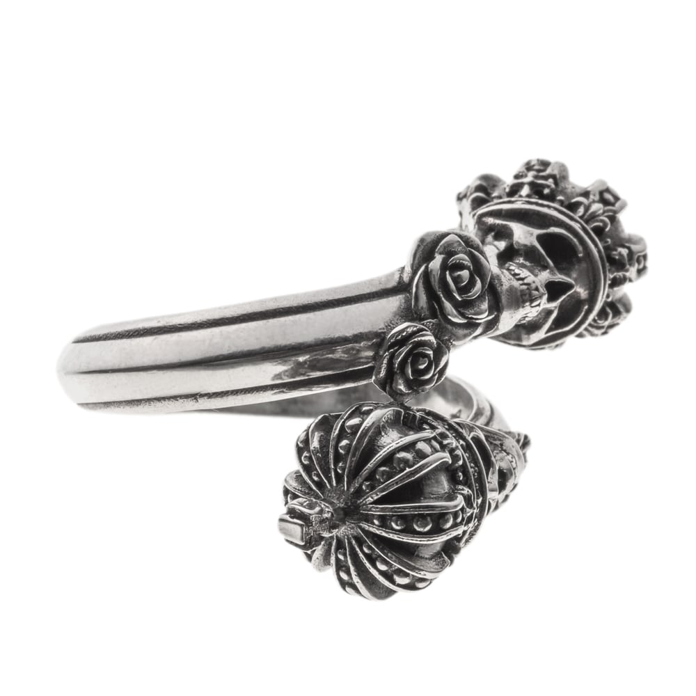 ツインスカルクラウンリング 指輪 AKR0079 Twin Skull Crown Ring