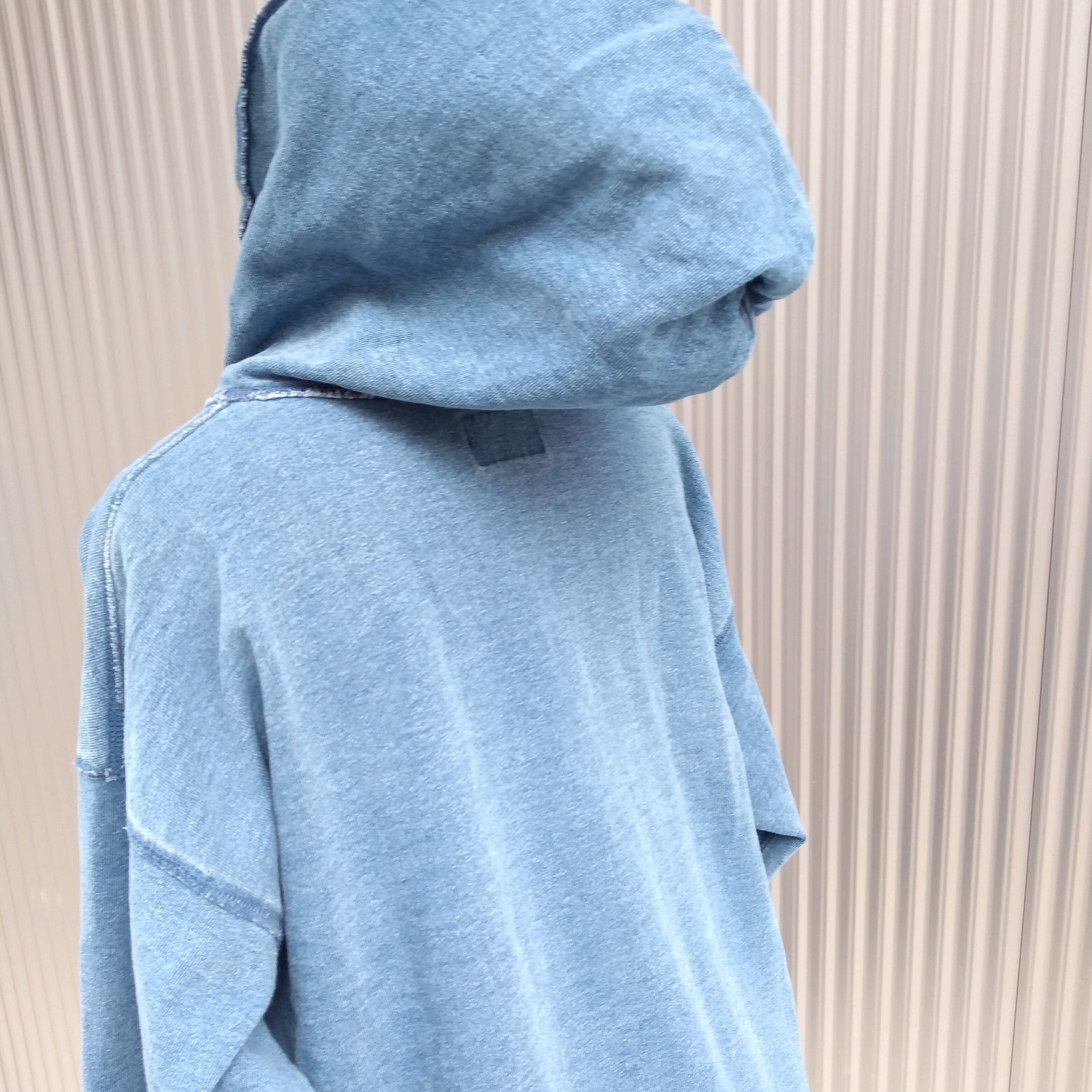 STUSSY ステューシー パーカー サイズ:M インディゴ染め 後付けフード 半袖 ジップ スウェット パーカー VINTAGE INDIGO HOODIE インディゴ ブルーネイビー トップス フーディー 【メンズ】