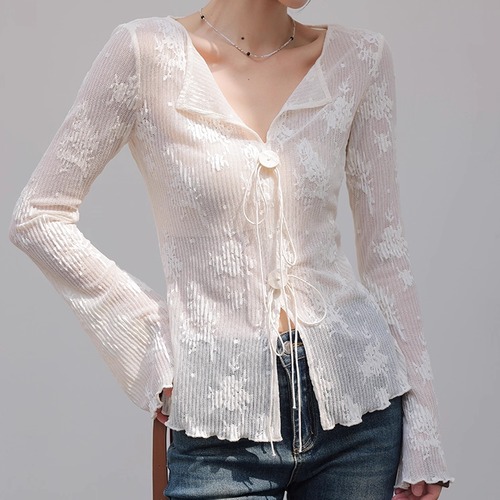 フロントリボンシアーカーディガン ・19717