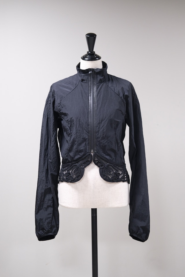 【Mame Kurogouchi】Nylon Short Jacket with Cording Embroidery Detail - BLACK -