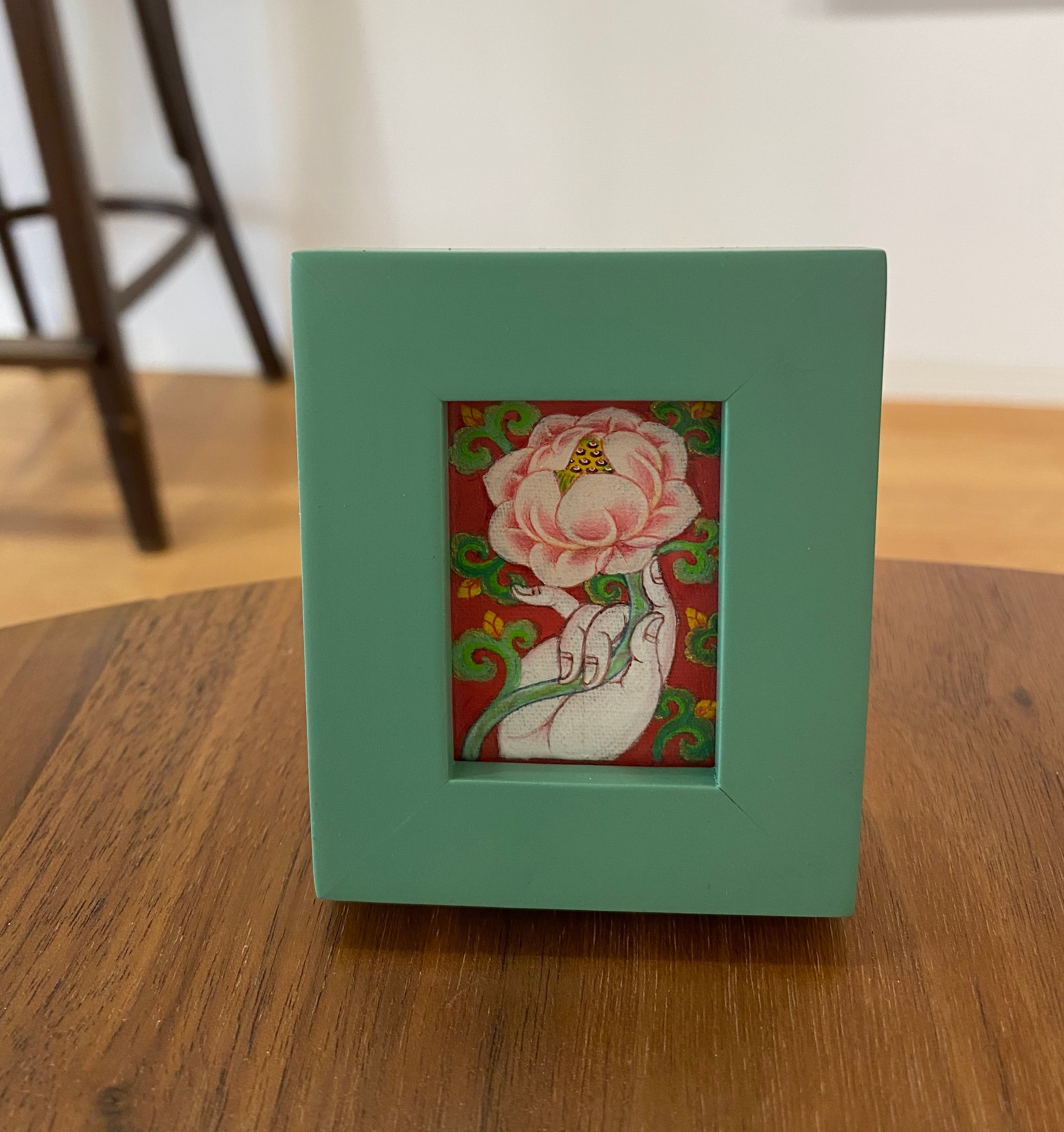 原画 チベット仏画技法 蓮と手 | オリジナルアートショップ Tobarier