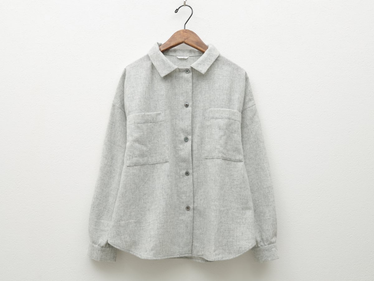 やわらかウールシャンブレーの羽織シャツ COL/杢グレー