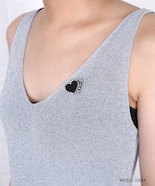 【直営限定ITEM】Wハートパッチラメキャミソール (GRAY) CQ-46122H
