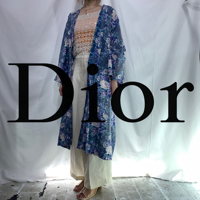 Christian Dior】ペールブルーフラワーパターンガウンシャツ ...
