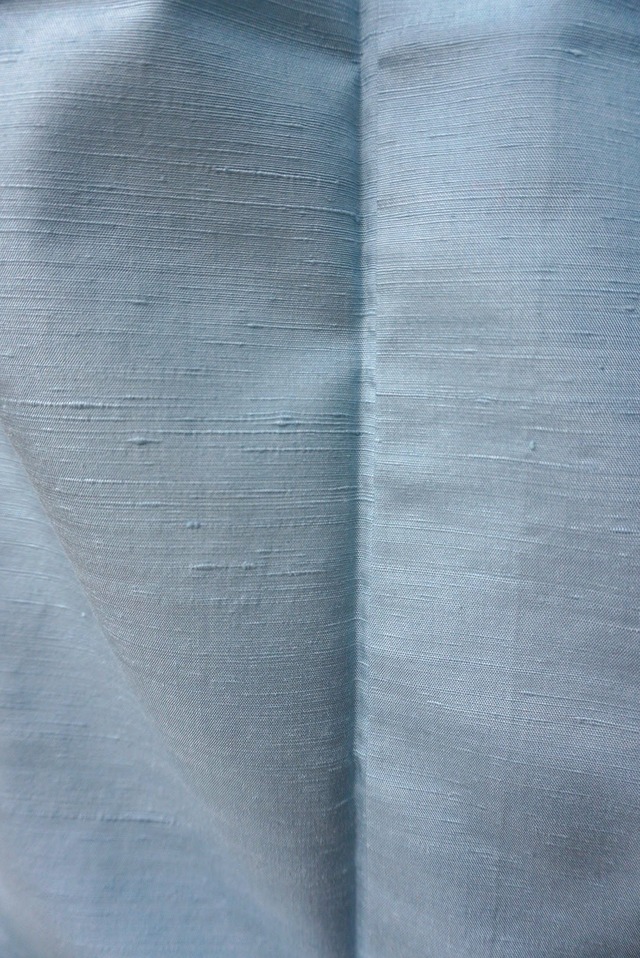 【袷】水色地　無地紬