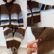 マルチカラーニットVネックCD/ブラウン