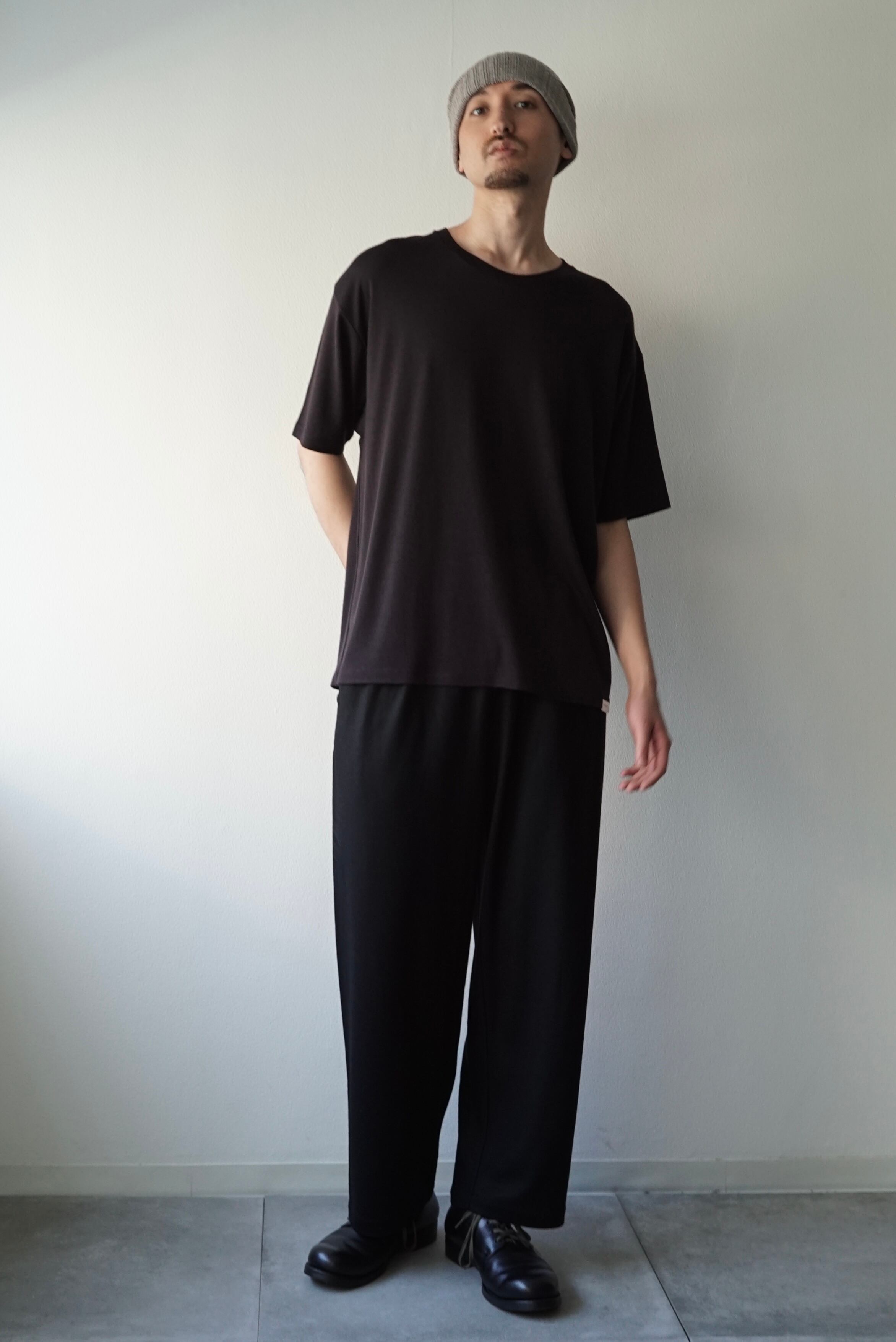 パンツ COLINA Washble Wool CURVE SLACKS Pants Super140s Washable Wool MW_Jersey / Wide Leg Pants (BLACK