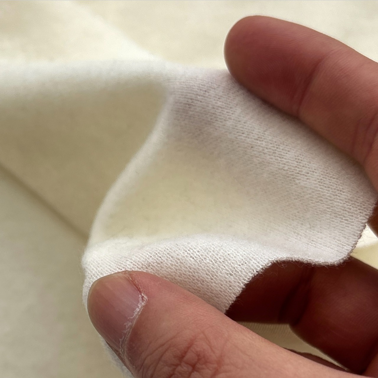 ★CT185◆オーダー1m単位◆アクリル混弱裏起毛ニット生地◆アイボリー