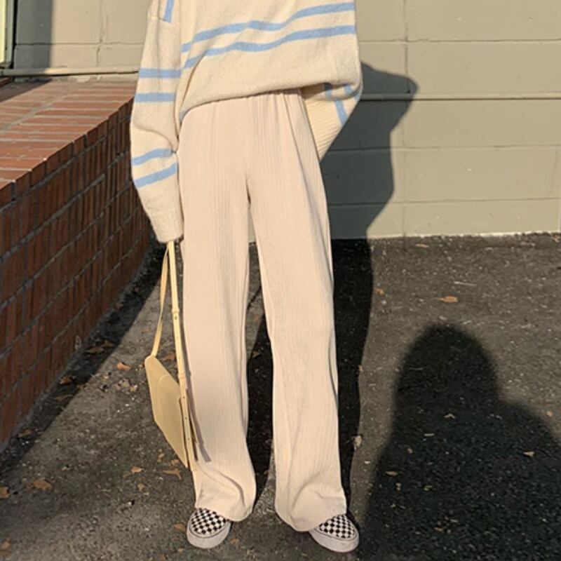 コーデュロイパンツ スプリングハイウェストウェスト薄手ルーズスタンダードカジュアル レトロ 春物 YY-ファッション61085919608