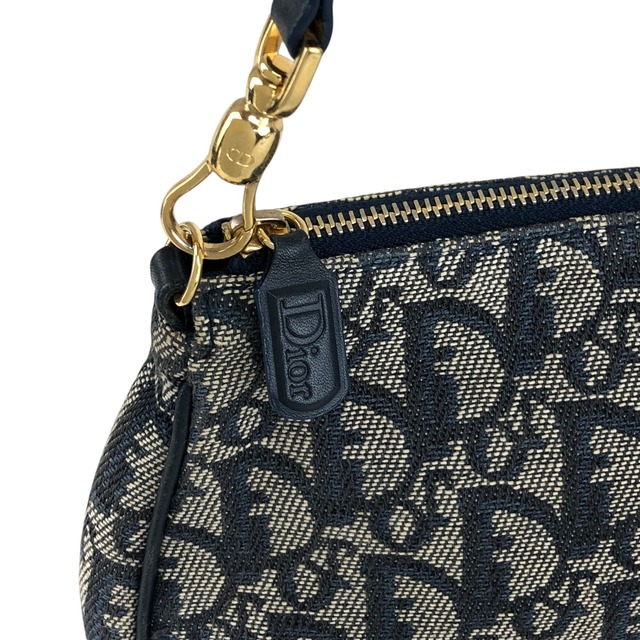 Christian Dior クリスチャン ディオール ハンドバッグ ネイビー トロッター ジャガード ミニバッグ アクセサリーポーチ vintage ヴィンテージ オールド szr3xn