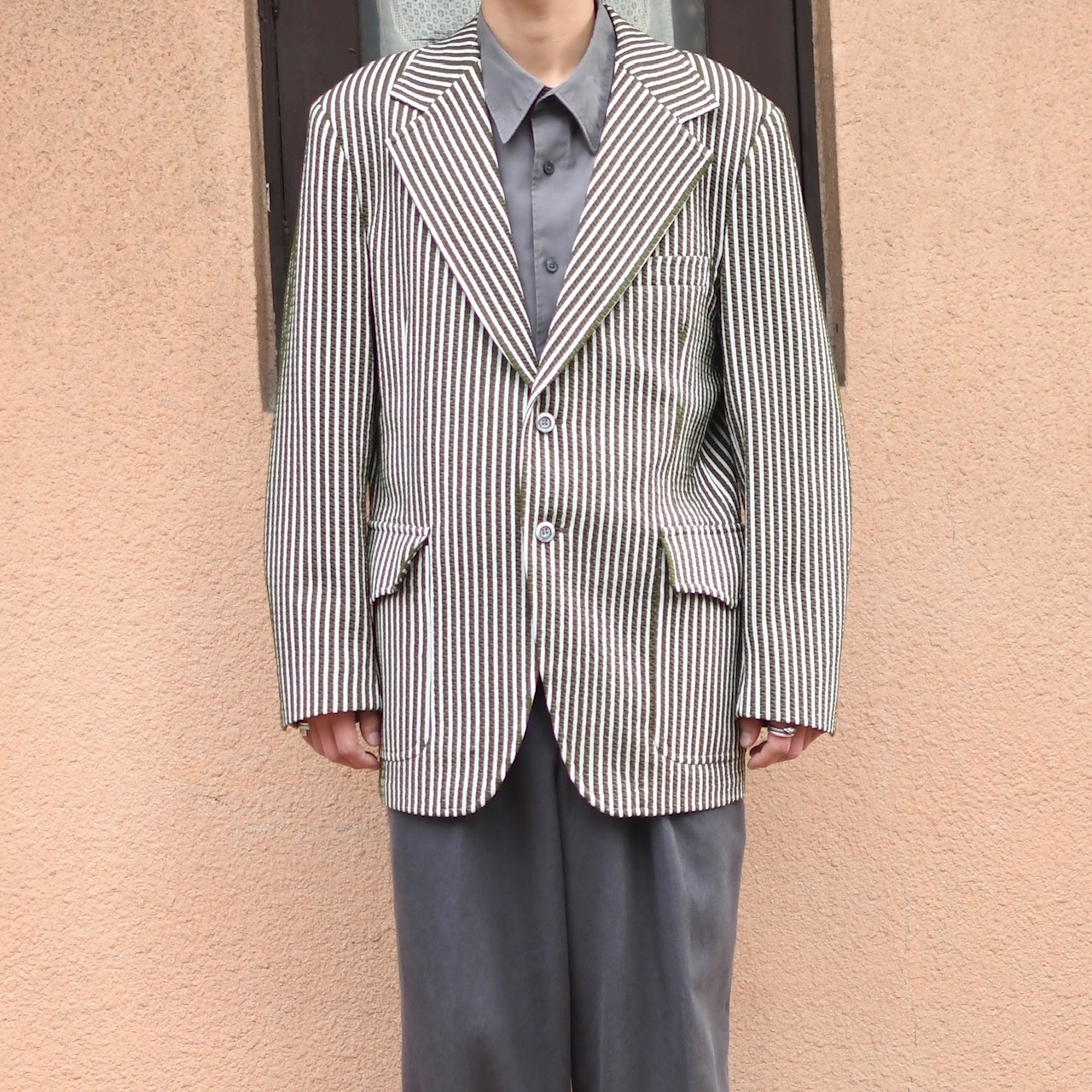 70's seersucker stripe tailored jacket