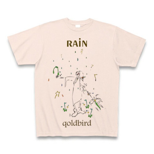 qoldbird  RAIN 音源ジャケットデザイン BAND T-シャツ ライトピンク