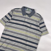 Crocodile クロコダイル ボーダー 半袖 ポロシャツ M /グレー系 メンズ