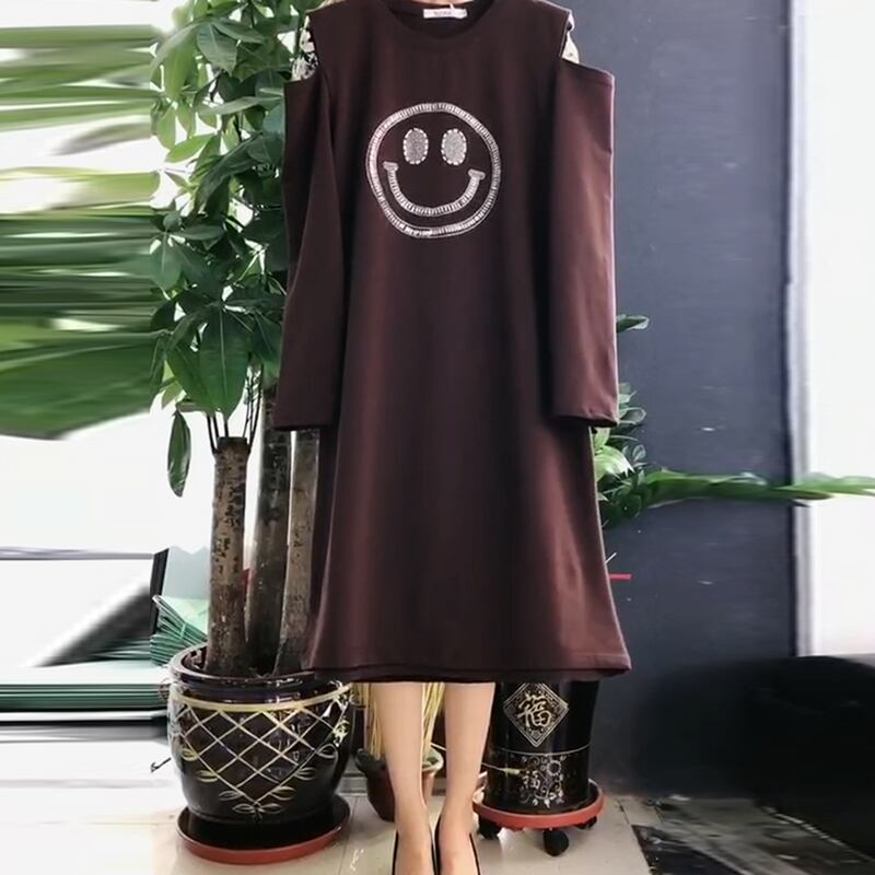 2020年秋にややファットなプラスサイズの新しいファットmmウエストオフショルダースリミングドレスウエスタンスタイル ミックスインファッション75186496078