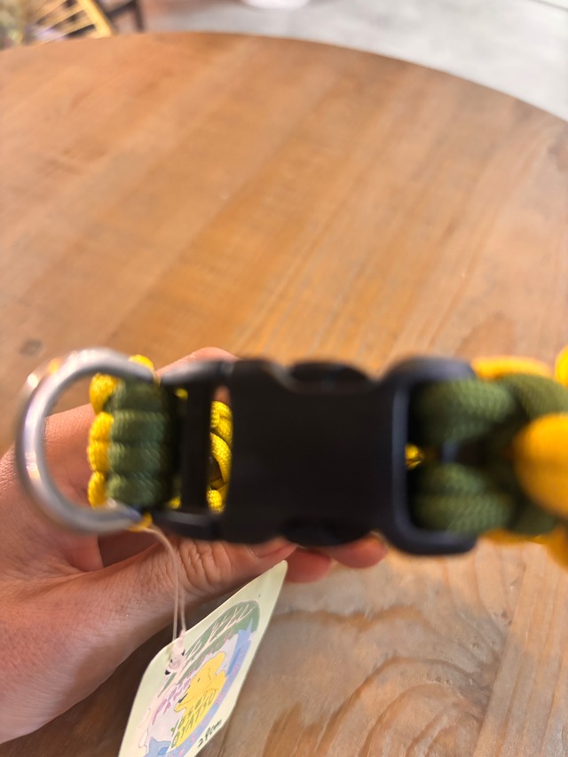 パラコード首輪 ハンドメイド 小型犬　フラワー柄 イエロー