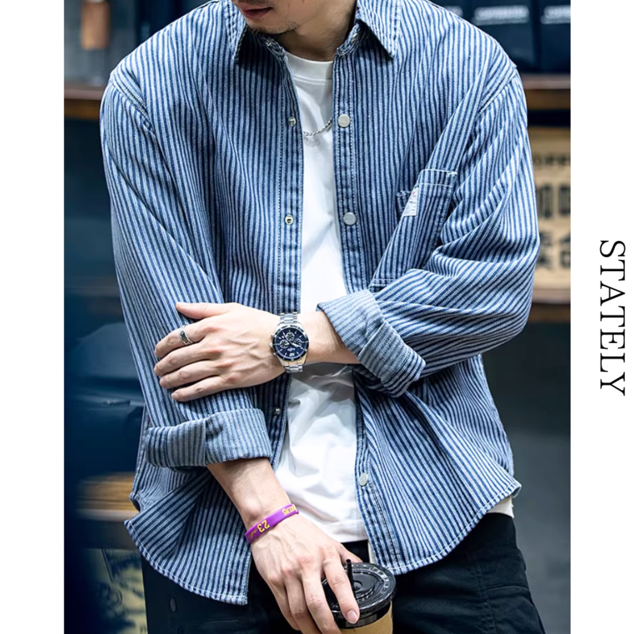 Stripe Texture ルーズShirt _T107・画像7