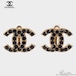 【CHANEL】シャネル ココマーク イヤリング ブラックラインストーン ゴールド レディース【アクセサリー】