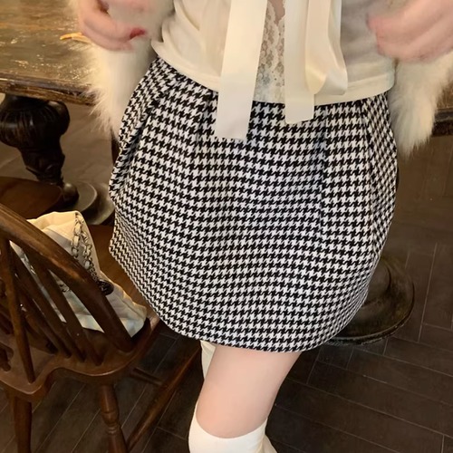 千鳥格子タックミニスカート ・73881