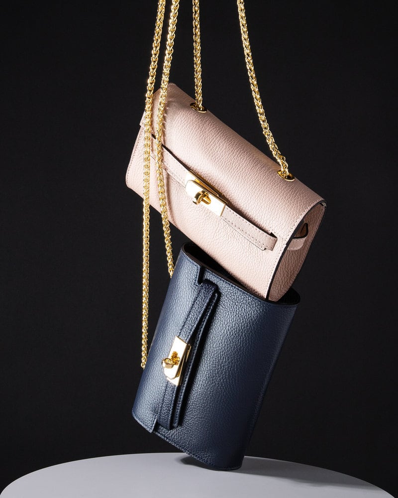 ROBERTA PRANI チェーンショルダーレザーミニバッグ / ピンクベージュ